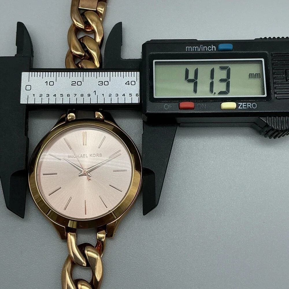 Michael Kors Runway MK-3223G Womens Watch 41mm Rose Gold Tone New Battery 8
